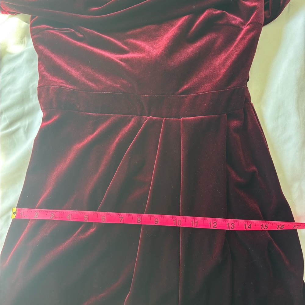 BHLDN Elegant Off-Shoulder Burgundy Dress - Picture 9 of 9